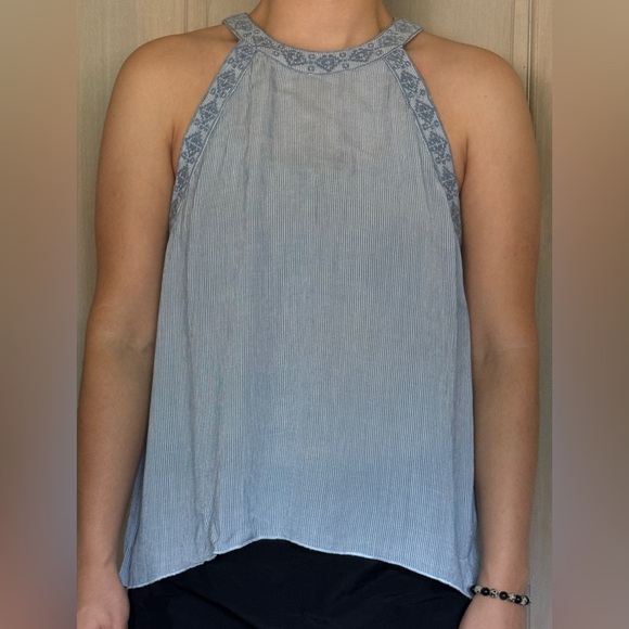 High neck striped Flowy tank top - Picture 2 of 8